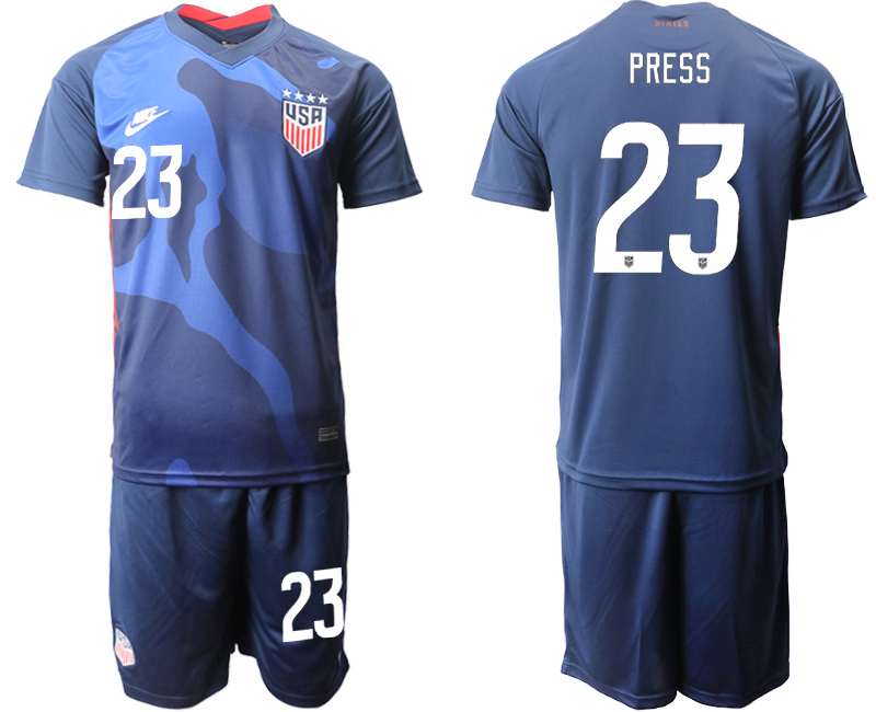 Men 2020-2021 Season National team United States away blue #23 Soccer Jersey